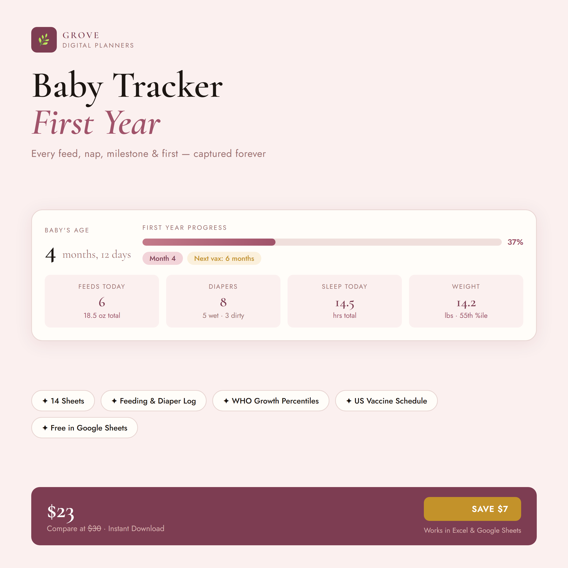 Grove Baby Tracker (Blush)