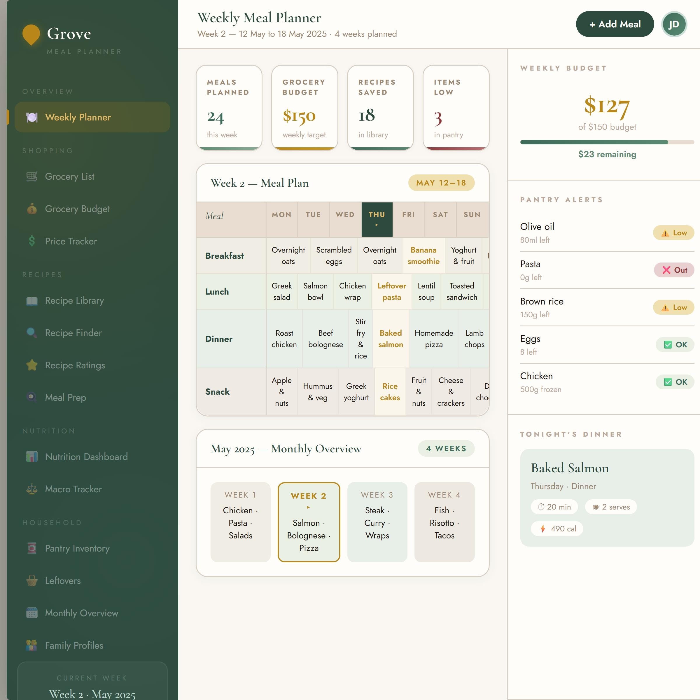 Meal Planner Spreadsheet Excel Google Sheets | Recipe Tracker | Nutrition Tracker | Instant Download