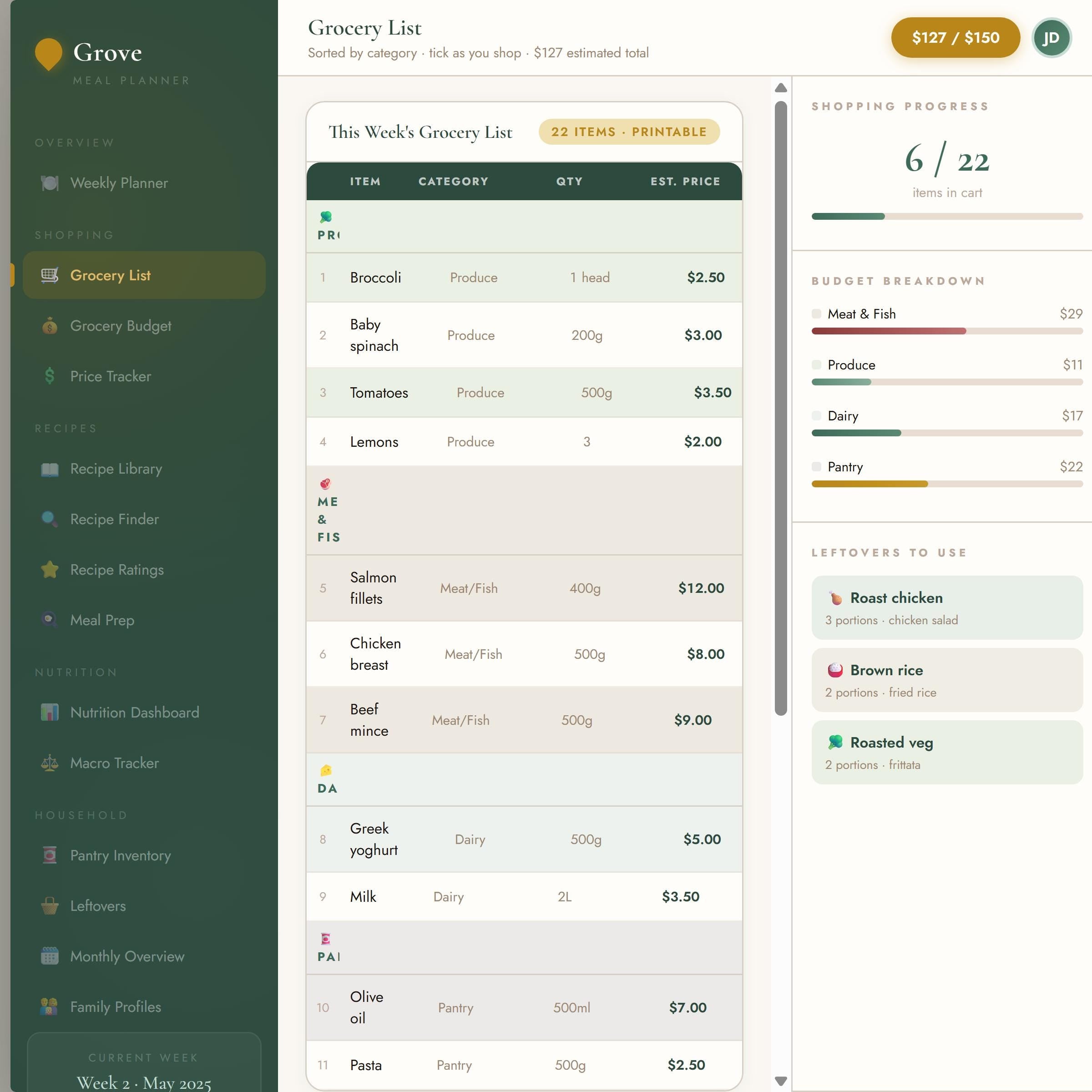 Meal Planner Spreadsheet Excel Google Sheets | Recipe Tracker | Nutrition Tracker | Instant Download