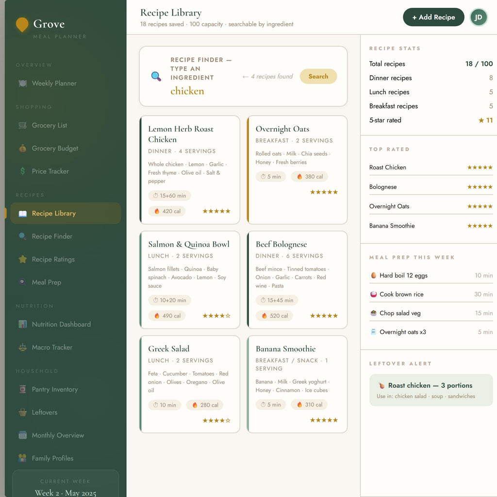 Meal Planner Spreadsheet Excel Google Sheets | Recipe Tracker | Nutrition Tracker | Instant Download