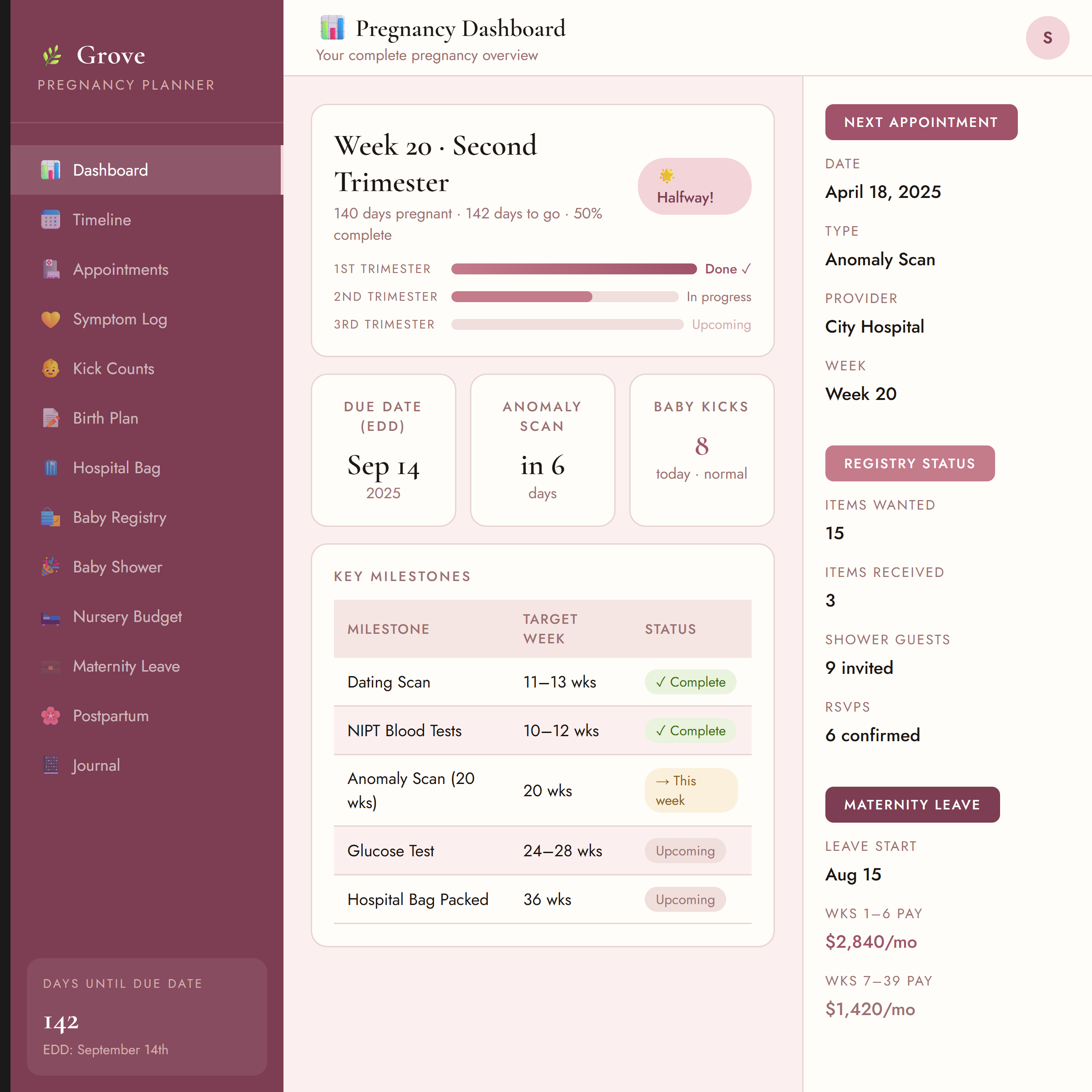 Grove Pregnancy Planner (Blush)