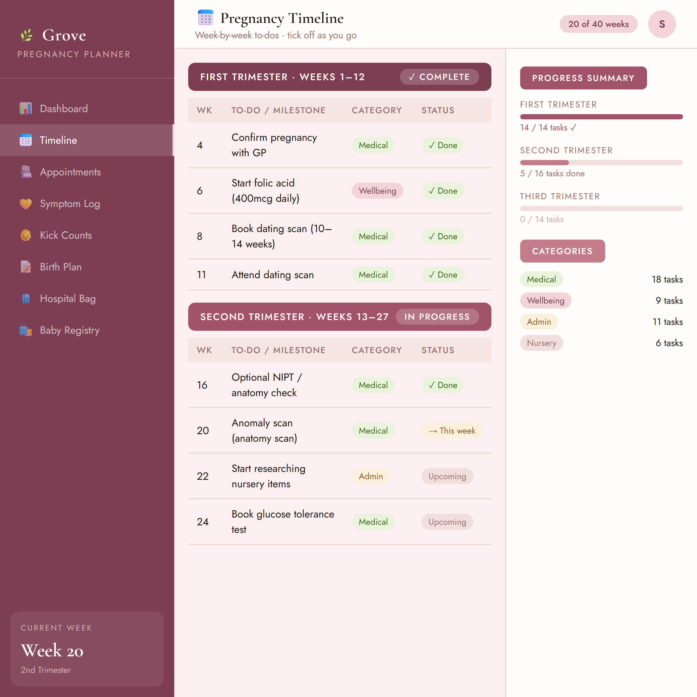 Grove Pregnancy Planner (Blush)