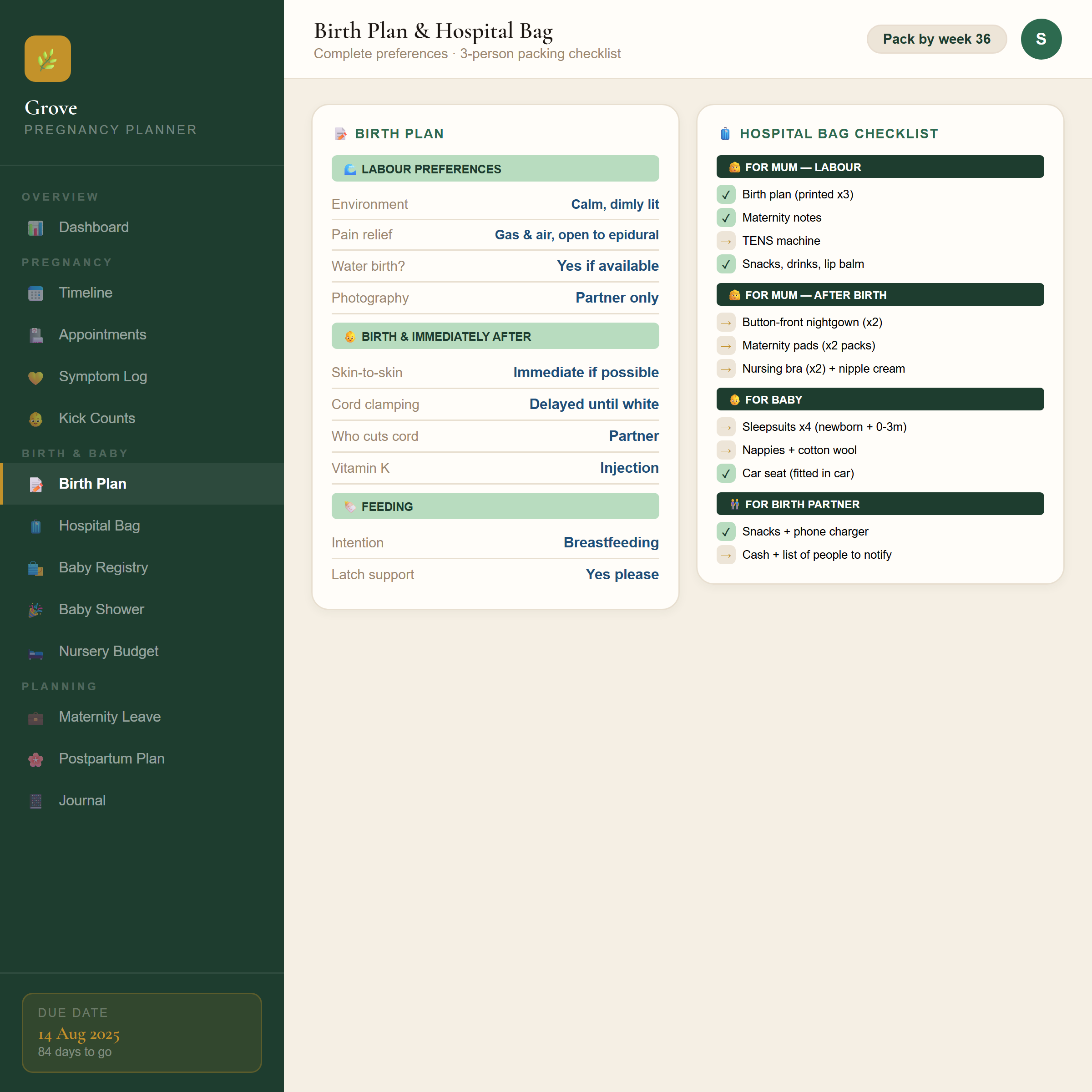 Grove Pregnancy Planner