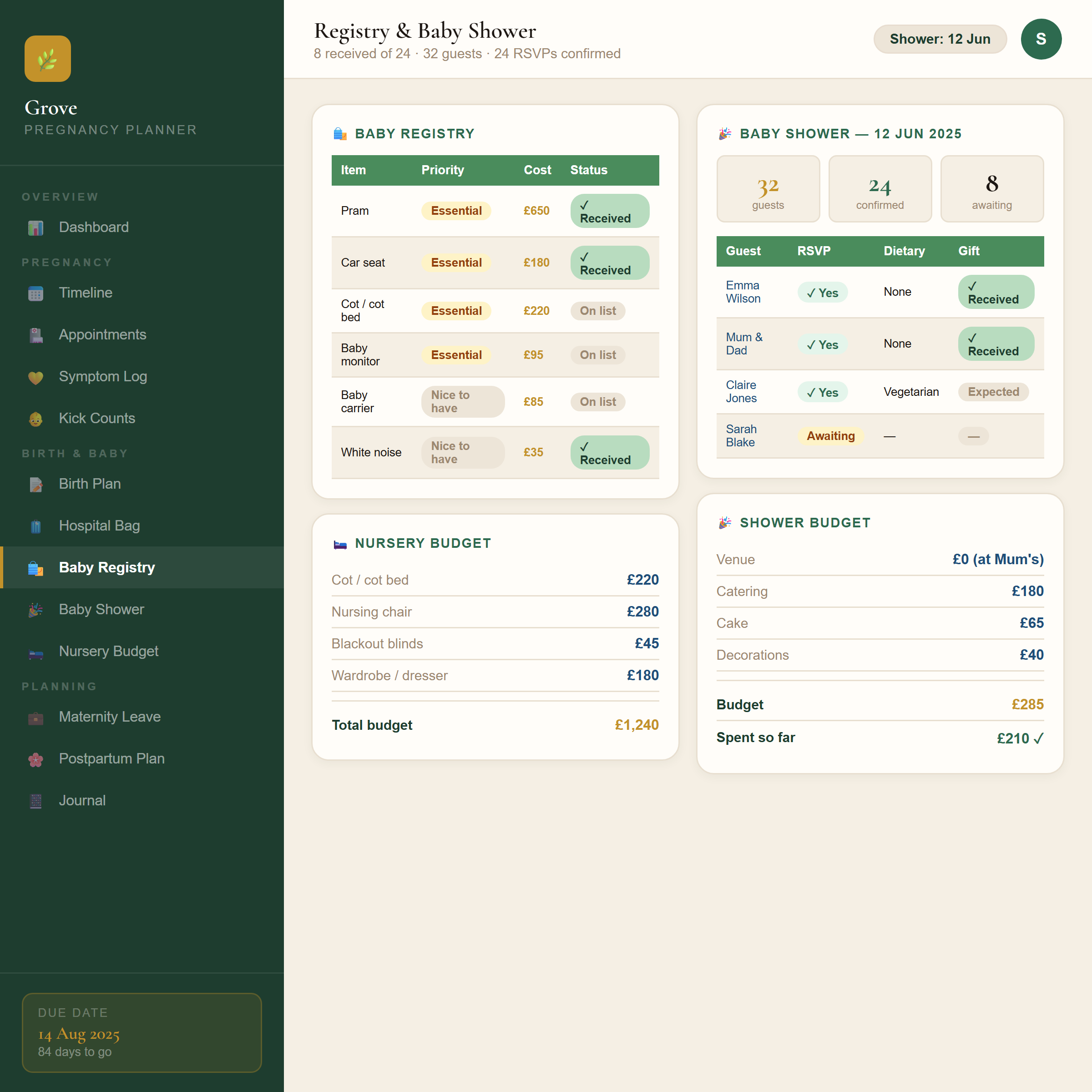 Grove Pregnancy Planner